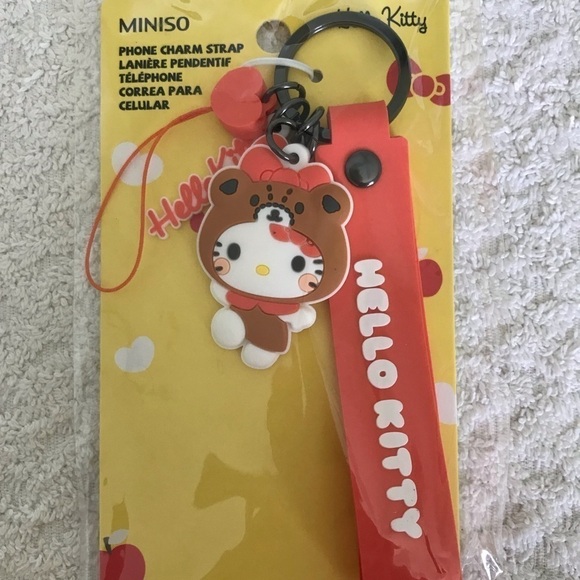 Hello Kitty Bear Keychain Bag Charm with Strap – Sanrio × Miniso Kawaii NWT - Picture 6 of 11